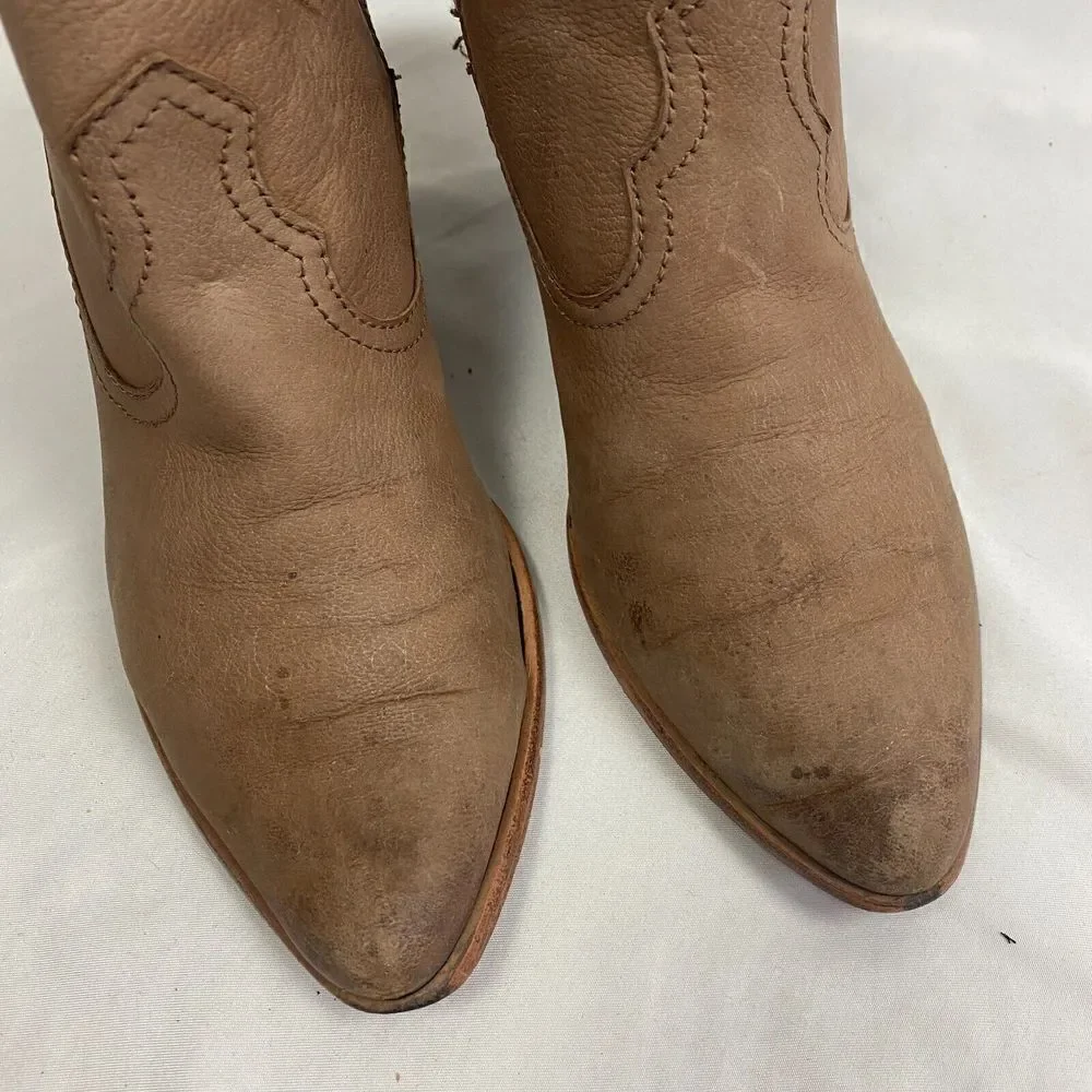 Frye Women's Reina Sand Leather Western Ankle Zip Bootie 3479258 Size 8.5 - Picture 2 of 10